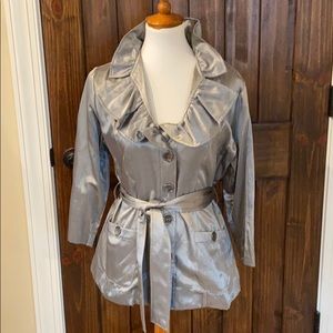 Silver belted three-quarter sleeve jacket